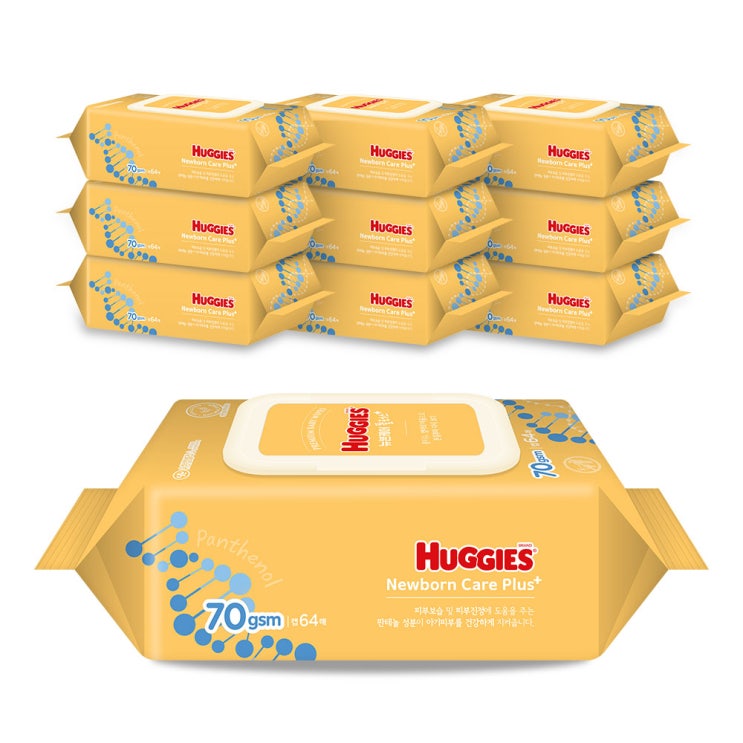 인지도 있는 하기스 뉴본케어 플러스 유아물티슈 캡형, 64매, 10팩 좋아요