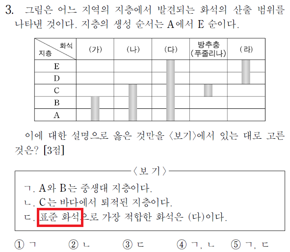  시상 화석 VS 표준 화석