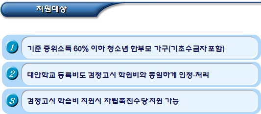 청소년 한부모 검정고시 학습비 청소년 한부모 검정고시 학습비