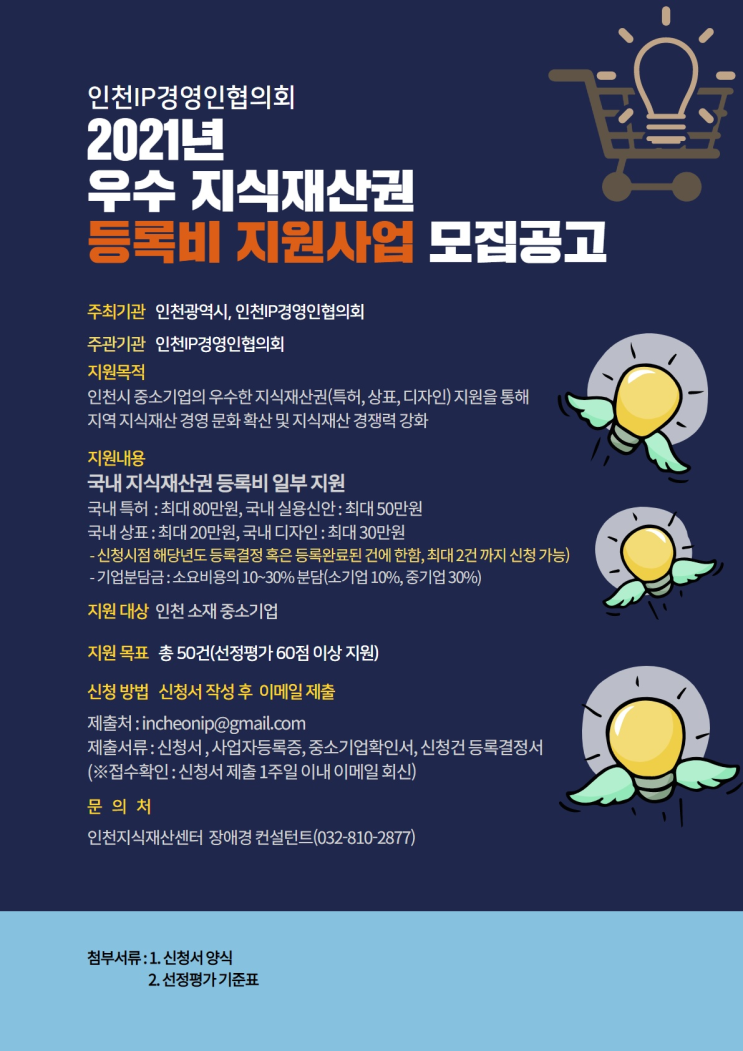  [인천 IP경영인협의회] 2021 우수 지식재산권 등록비 지원사업 모집공고