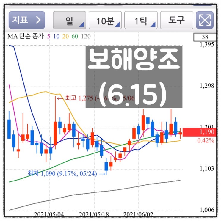  [미자의 주식일기] 보해양조(6.15)