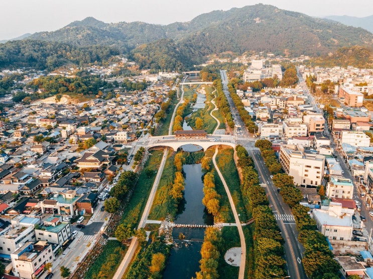 하늘에서 본 전주 한옥마을 풍경
