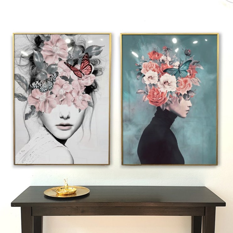 선택고민 해결 이나코리아 북유럽풍 모던 감성 꽃의 여인 그림 인테리어 액자, 꽃의 여인 A+꽃의 여인 B 2개 세트_골드 메탈 액자 좋아요 선택고민 해결 이나코리아 북유럽풍 모던 감성 꽃의 여인 그림 인테리어 액자, 꽃의 여인 A+꽃의 여인 B 2개 세트_골드 메탈 액자 좋아요