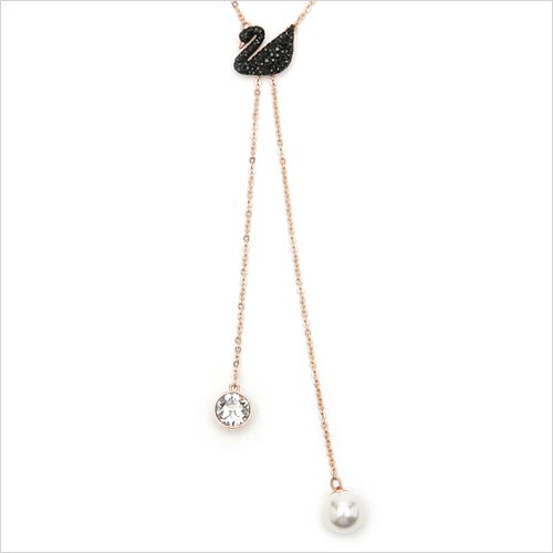 잘팔리는 스와로브스키Swan Double Y Black Rose gold 5351806 목걸이 귀걸이 팔찌 반지 SWAROVSKI 정품 매장 백조 블랙 스완 명품 ···