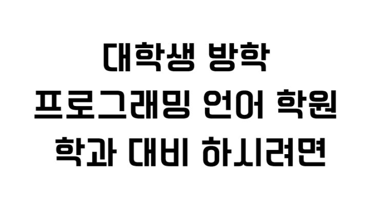  대학생 방학 프로그래밍 언어 학원 학과 대비 하시려면