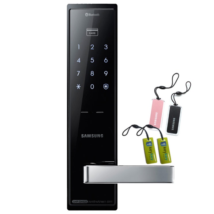  리뷰가 좋은 삼성전자 블루투스 디지털 도어락 SHP-DH520FK + 걸이형 카드키4p 좋아요