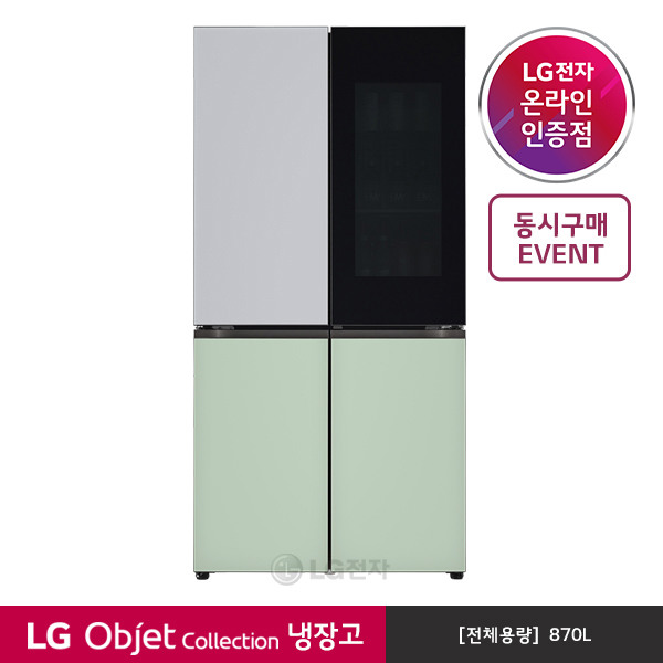 잘팔리는 [LG전자] 오브제 컬렉션 냉장고 M870GSM451 (노크온 매직스페이스/실버민트), 상세 설명 참조 추천해요