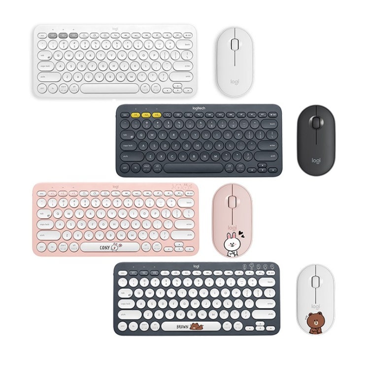 후기가 좋은 Logitech 로지텍 K380 키보드 마우스 세트 라인프렌즈, 블랙 (다크그레이), 키보드+마우스 세트 좋아요