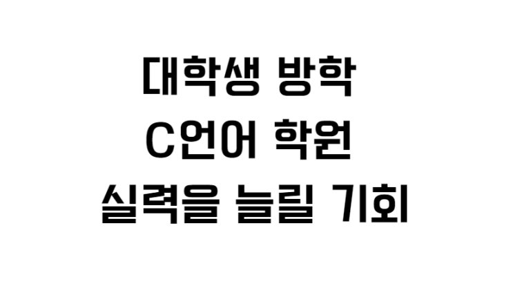  대학생 방학 C언어 학원 실력을 늘릴 기회