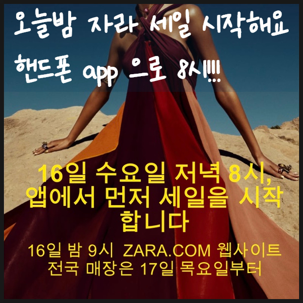  기다리던 자라세일 16일 수요일 저녁 8시에 시작