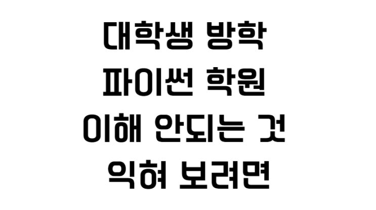  대학생 방학 파이썬 학원 이해 안되는 것 익혀 보려면