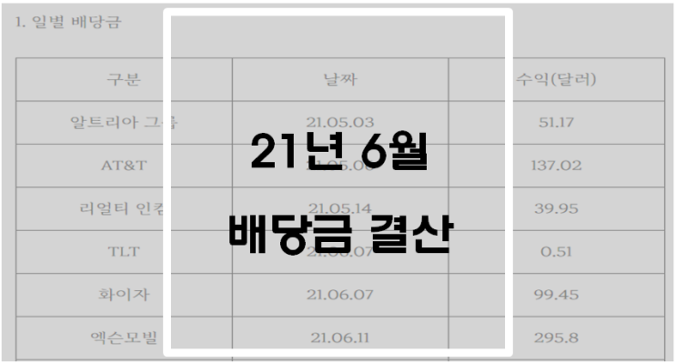  21년 6월 배당금 결산(미국주식)