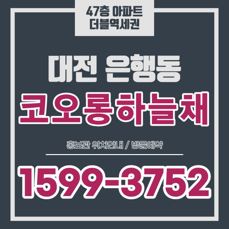  대전 은행동 코오롱 하늘채 아파트 분양가 안내