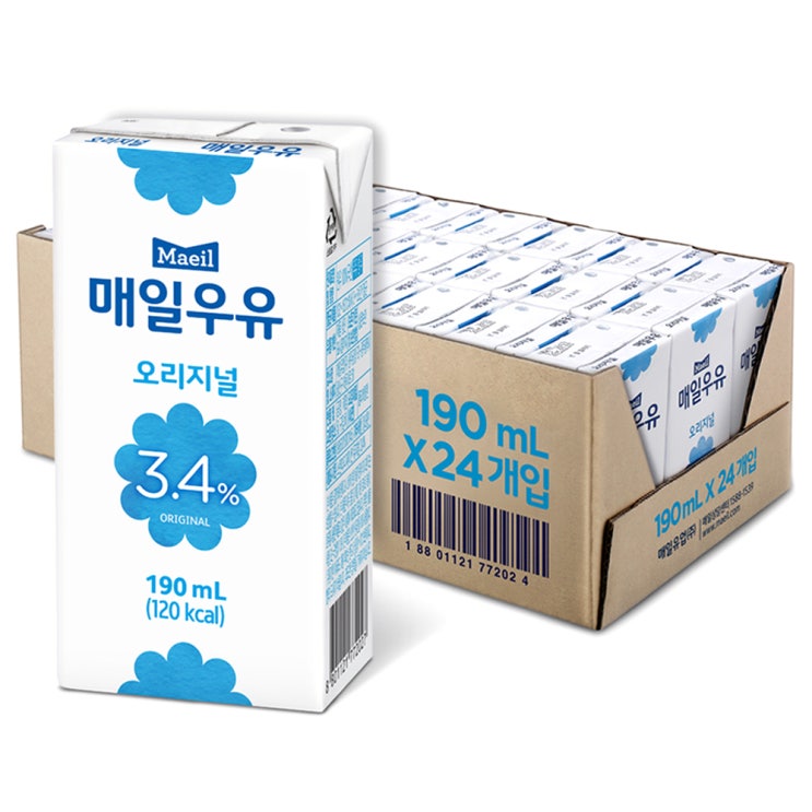 후기가 좋은 매일유업 매일우유 오리지널, 190ml, 144팩 ···