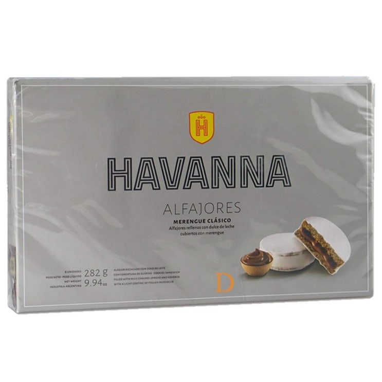 선호도 높은 Havanna 하바나 Alfajores 머랭 클라시코 사기 둘 세데 레체 282g 2팩 밀크 카라멜 w가 진 쿠키 이탈리아 머랭 9.94oz 코팅 2팩., 상세설명참조