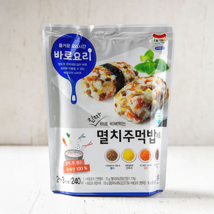 가성비 뛰어난 일가집 바로요리 멸치주먹밥 세트, 240g, 1개 ···