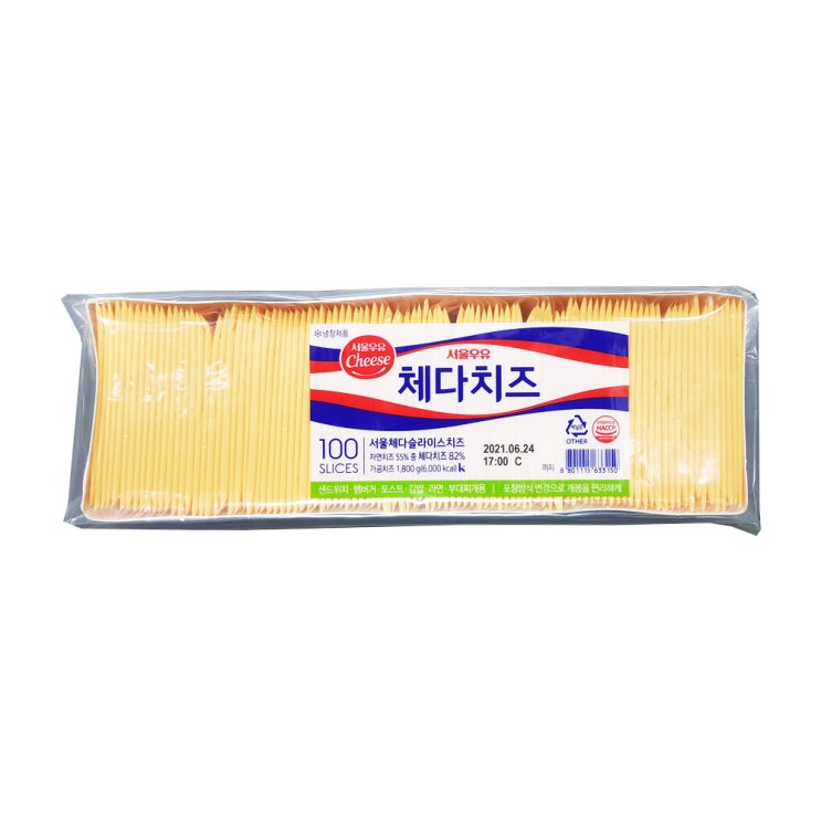 인지도 있는 서울우유 체다슬라이스치즈 100매 (1.8kg) 체다치즈, 본품만구매(아이스박스미포함) 좋아요
