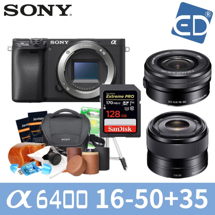  많이 팔린 소니 A6400 16-50mm 128패키지 미러리스카메라, 06 소니A6400실버 + 16-50mm렌즈 + 35mm +128GB + 소니가방 풀패키지 ···