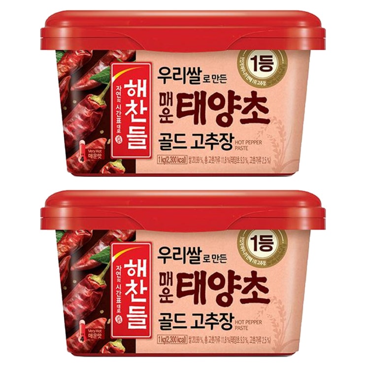 최근 인기있는 해찬들 매운 태양초 골드 고추장 1kg, 2개 ···