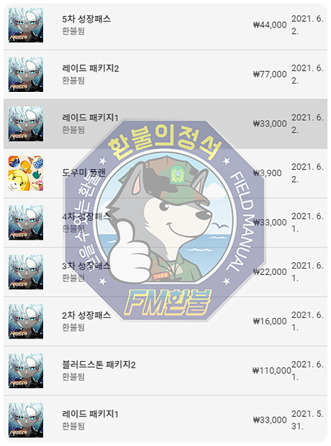 사신키우기 환불 승인캡처(21.6.14) 사신키우기 환불 승인캡처(21.6.14)