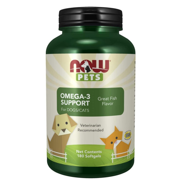 최근 인기있는 NOW PETS 반려동물 강아지 고양이 오메가3 Omega3 180캡슐, 1개 ···