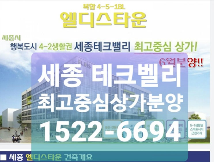  세종시 테크밸리 중심상가분양 엘디스타운안내