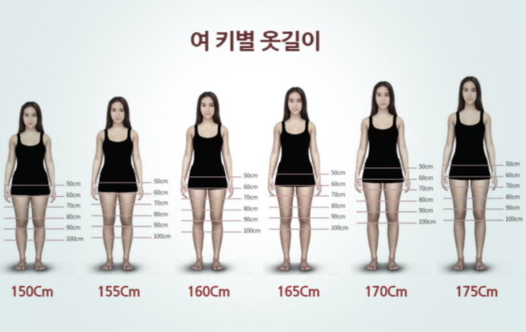  키별 옷길이,치마 길이 보기좋게 정리