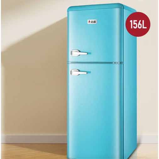 선호도 좋은 복고풍 소형 냉장고 가정용 에너지 절약 냉장고 기숙사 냉장고 50L/98L/118L/132L/156L, 불루, 156L 좋아요