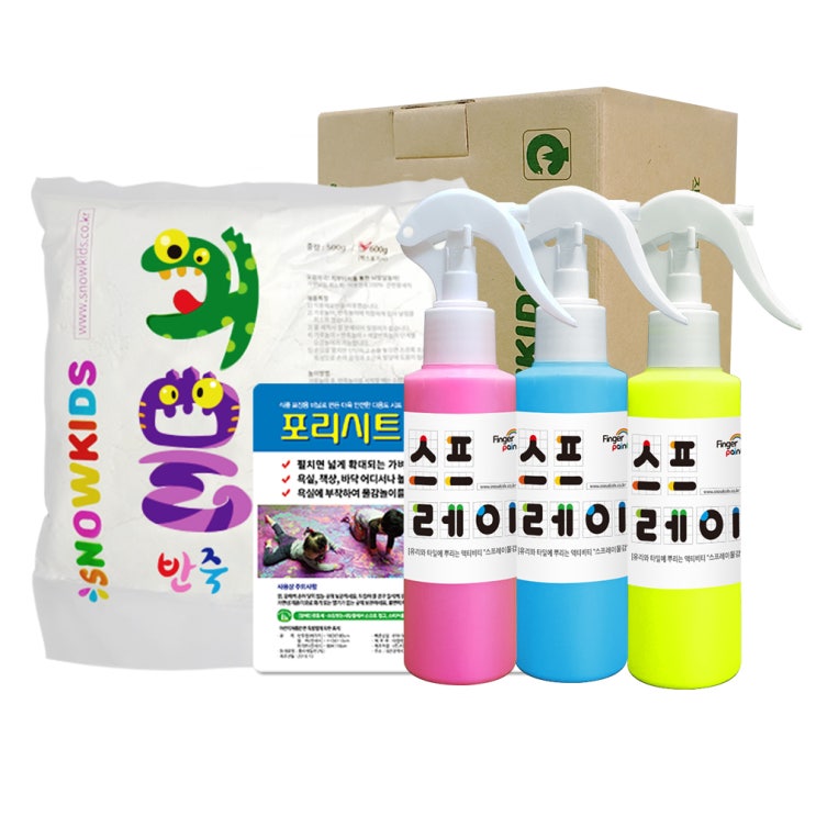의외로 인기있는 스노우키즈 보석반죽놀이 A세트 괴물반죽 600g + 스프레이물감 140ml x 3p + 포리시트 베이직, 3색 ··· 의외로 인기있는 스노우키즈 보석반죽놀이 A세트 괴물반죽 600g + 스프레이물감 140ml x 3p + 포리시트 베이직, 3색 ···