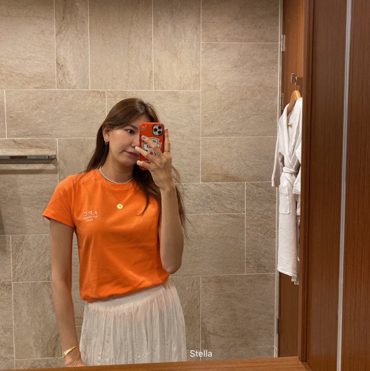 [A.P.C.] 아페쎄 반팔 여성: 데니스 티셔츠 오렌지 M + 착샷