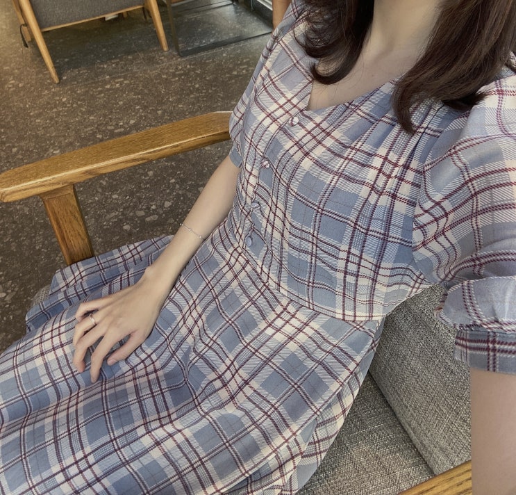  여름 미니원피스 추천 로비딜라 브이넥 체크 뒷리본 원피스