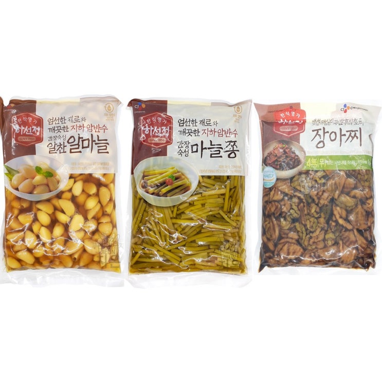 최근 인기있는 하선정 절임류 세트 (알마늘 1kg+마늘쫑 1kg+장아찌 1kg), 1개, 3000g 좋아요