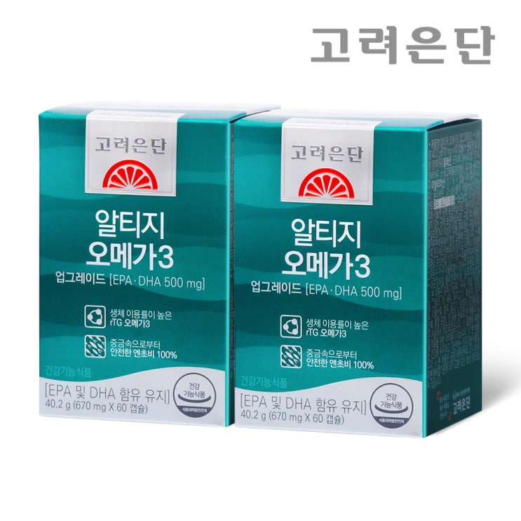 핵가성비 좋은 고려은단 알티지 rTG 오메가3 업그레이드 60캡슐, 60캡슐 X 2개(4개월분) ··· 핵가성비 좋은 고려은단 알티지 rTG 오메가3 업그레이드 60캡슐, 60캡슐 X 2개(4개월분) ···