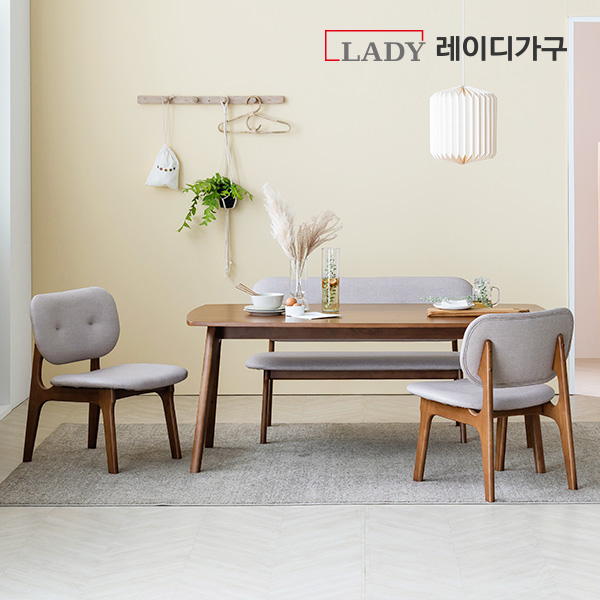 인기있는 레이디가구 스칸딕 패밀리 원목 와이드 4인식탁세트(벤치1 의자2), 월넛_오트밀베이지 추천해요 인기있는 레이디가구 스칸딕 패밀리 원목 와이드 4인식탁세트(벤치1 의자2), 월넛_오트밀베이지 추천해요