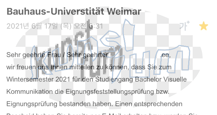  2021 2022 바우하우스 미대 최종합격 커뮤니케이션디자인 그래픽디자인 Bauhaus Weimar Universität