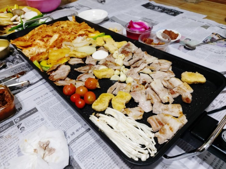  일상) 전기그릴과 함께하는 신나는 저희집 고기 먹방 파티~