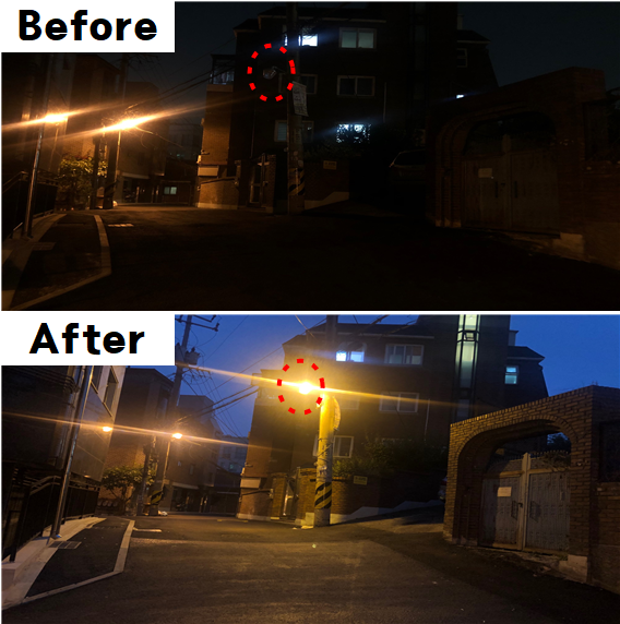  [Before&After2]숙명여대 어두운 골목을 환하게 밝혔습니다! 셉테드 기법 적용 :)