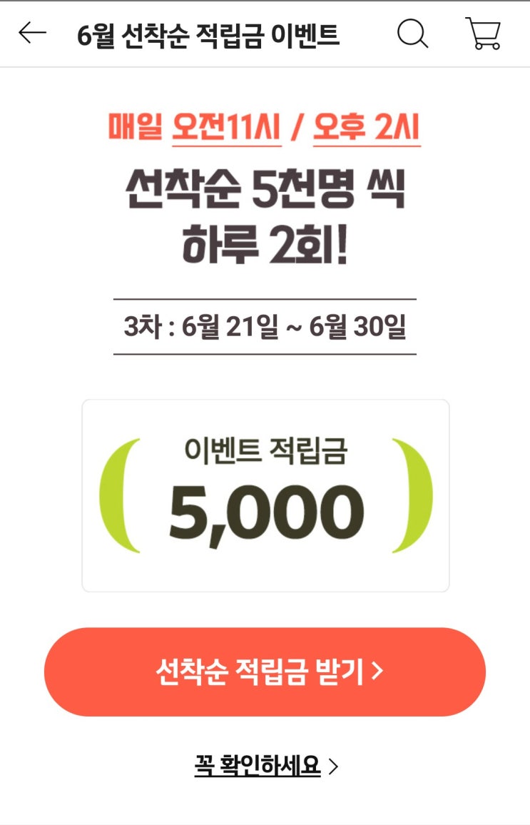 gs샵 5천원 적립금 11시부터 선착순 발급(ft.쿠폰아니고 적립금)