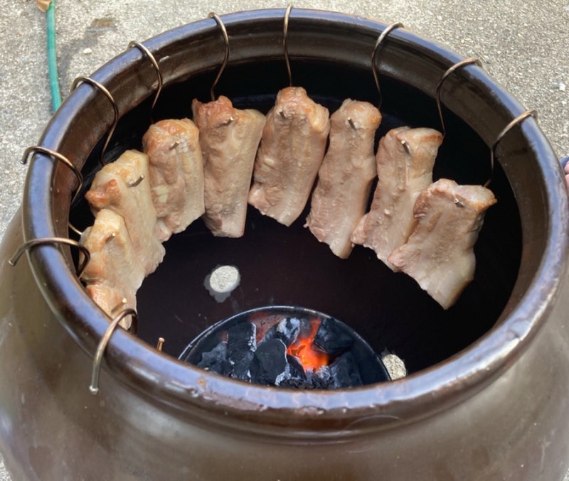 주말에 항아리 훈제 삼겹살 직접 만들어먹기