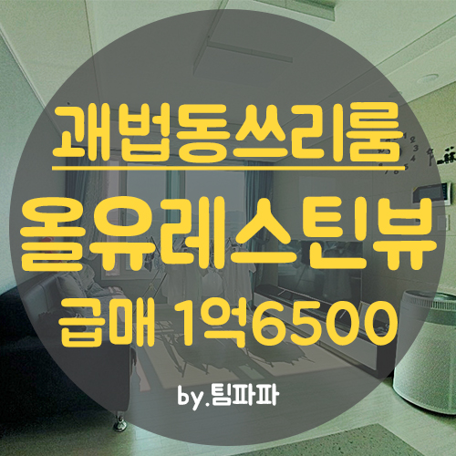  사상 괘법동아파트 올유레스틴뷰 15평 전세안고 급매 매매 쓰리룸
