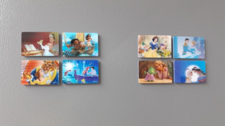 다이소 디즈니프린세스 자석 마그넷 세트, 냉장고 벽에 예쁜엽서 붙여요. 다이소 디즈니자석