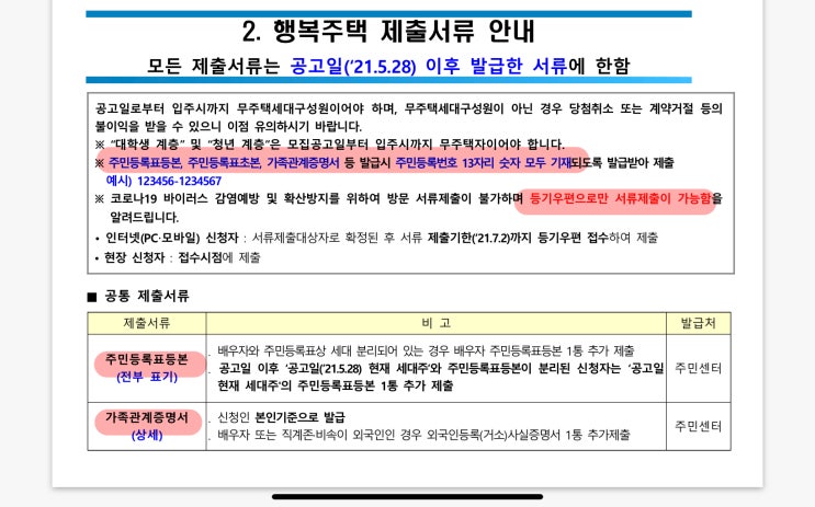  [독립:준비] LH 행복주택 제출서류 준비