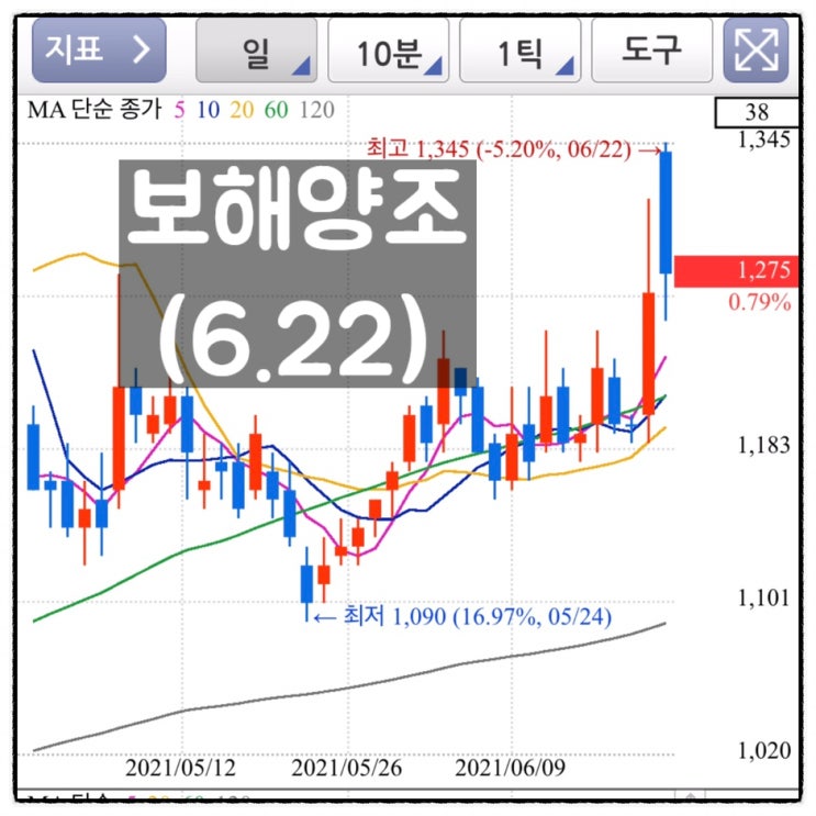  [미자의 주식일기] 보해양조(6.22)