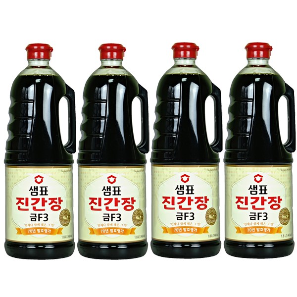 잘나가는 샘표 진간장 금 F3, 1.8L, 4개 ··· 잘나가는 샘표 진간장 금 F3, 1.8L, 4개 ···