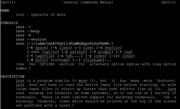  linux less 명령어