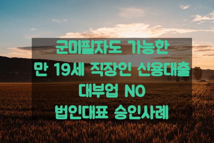 만 19세 직장인 대출 군 미필도 가능하다고?(법인 대표 승인 사례 공개)