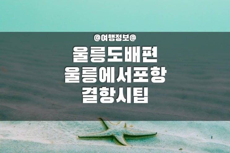 울릉도  배편- 나가는 배가 결항되었을때 대처법