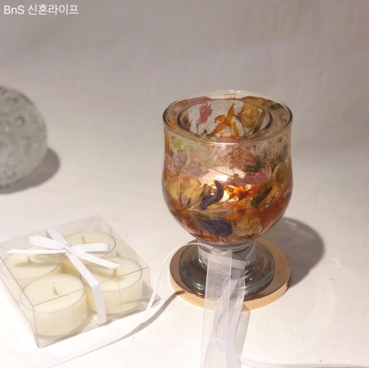 [부케 말리기] 말린부케 선물, 드라이플라워 젤캔들홀더(용산구 효창공원앞역 캔들공방 스튜디오괄호)