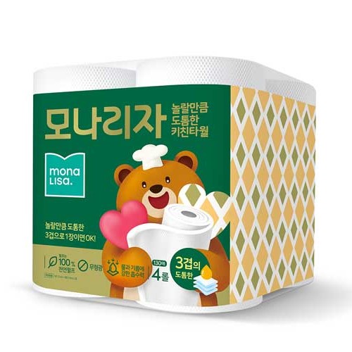 핵가성비 좋은 모나리자 놀랄만큼도톰한 3겹 키친타올 130매, 4개입, 2개 ··· 핵가성비 좋은 모나리자 놀랄만큼도톰한 3겹 키친타올 130매, 4개입, 2개 ···