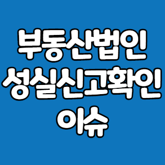  성실신고확인서 - 부동산법인을 만들자마자 이슈 -
